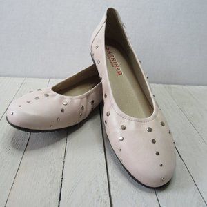 Sabrinas Made in Spain Sz 40 Pink Flats with Shock Absorbers Silver Color Studs